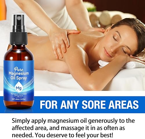 Vista 9 de Spray de aceite de magnesio, aceite de magnesio puro para pies, botella de vidrio con spray de magnesio 100% natural y orgánico, fácil de absorber