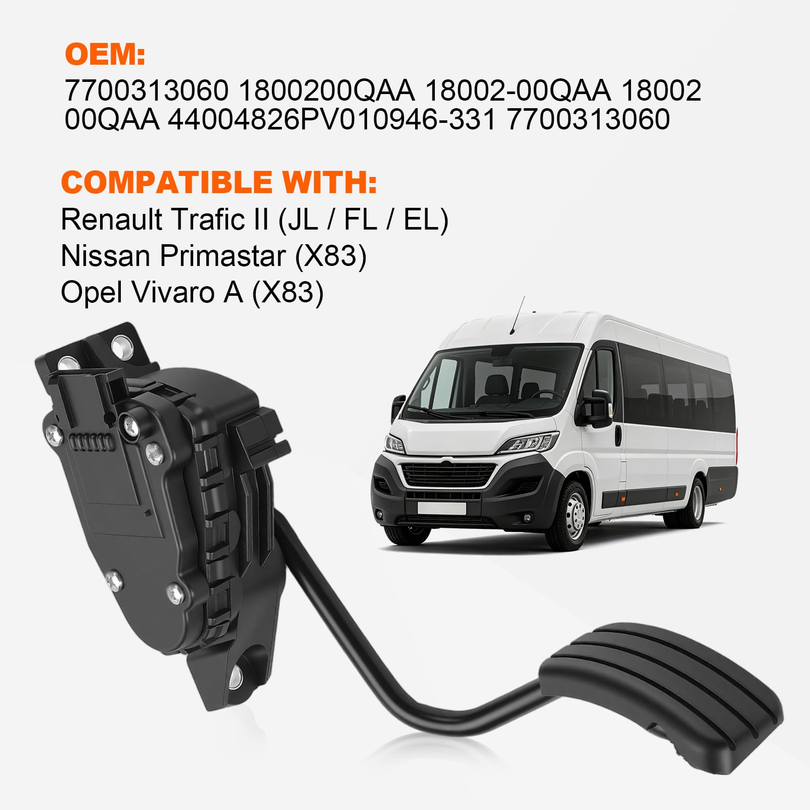 Pédale d'accélérateur électronique Pour Renault Trafic II, N-iss-an Primastar, Opel Vivaro A (X83) 1.9/2.0/2.5 CDTi/dCi 7700313060 Pédale d'accélérateur 1800200QAA 7700313060 Voiture Pédale