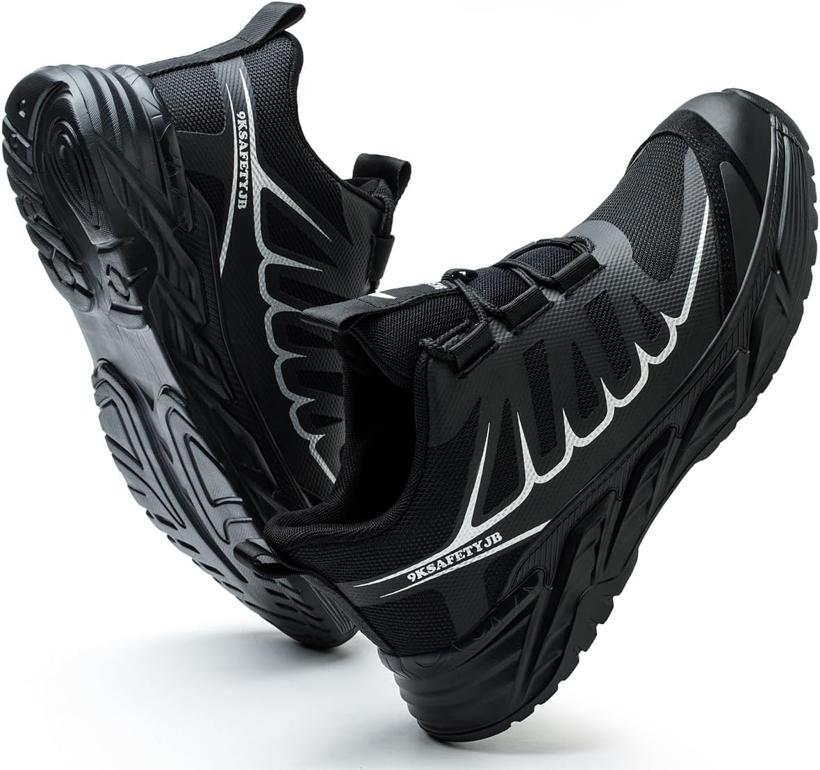 Micoklinlin Steel Toe Sneakers for Men Lightweight Non Slip Black Safety Shoes Smash and Puncture Resistant Hiking Shoes