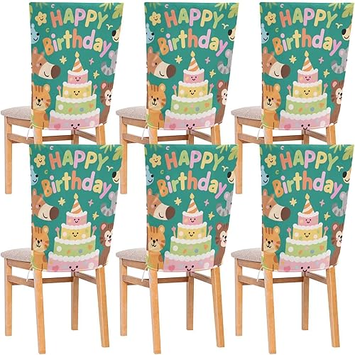 Juego de 6 fundas para silla de sala de estar, lavables, para fiestas, juego de 6 fundas para sillas de juegos, para silla de comedor, cumpleaños,