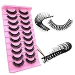 10Pairs 3d Russian Strip Lashes, DD Curl Lash Strips, Natural False Lashes Mink, Faux Mink Eyelashes Natural Look, Wispies Mink Eyelashes, Fake Lashes(s37)