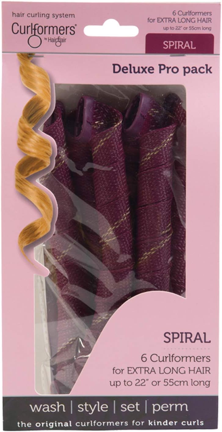 Curlformers Hair Curlers Deluxe Range Spiral Curls Top Up Pack, 6 No Heat Hair Curlers (Styling Hook not Included), for Extra Long Hair up to 22" (55cm) Long