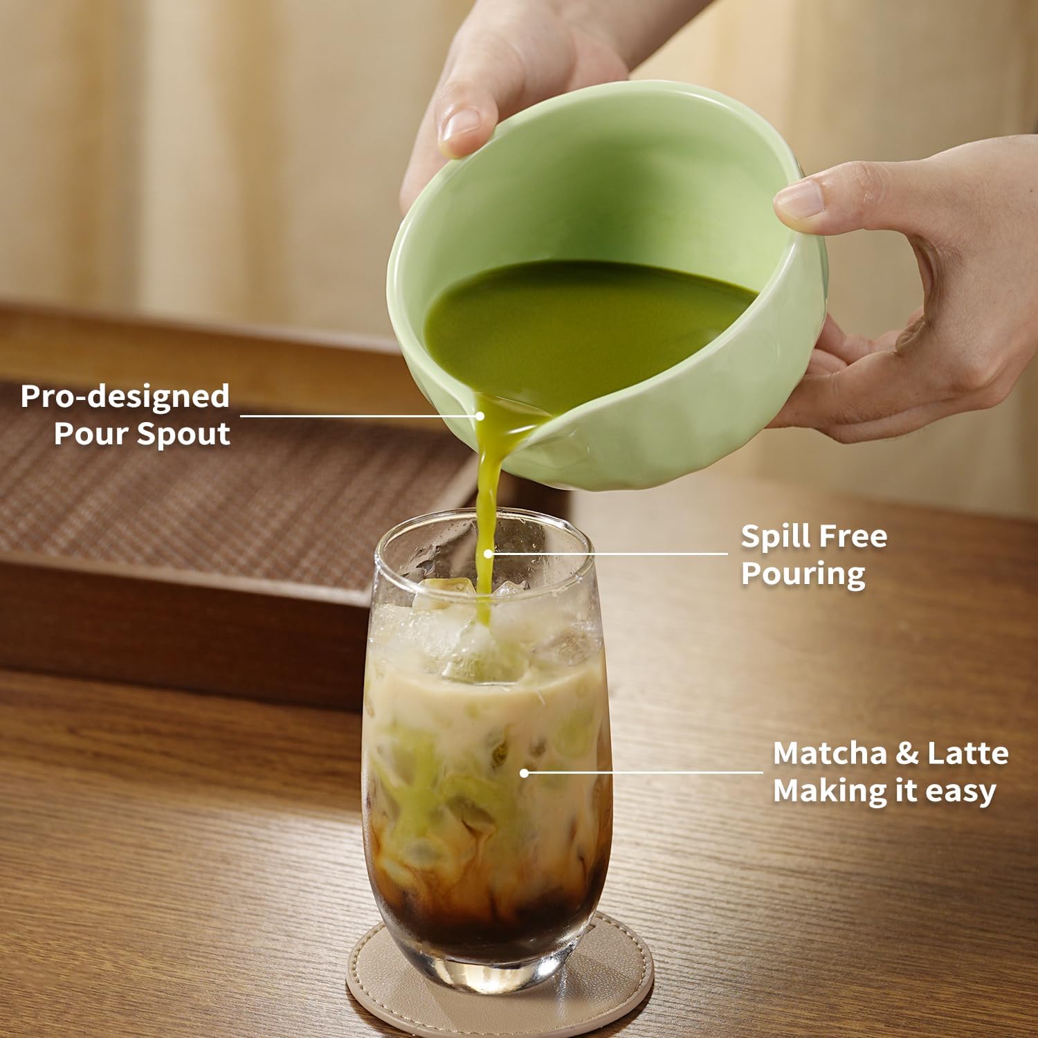 Matcha Whisk Set, 5 Pcs Matcha Kit with Ceramic Bowl (Chawan) with Spout, Bamboo Whisk, Scoop, Sifter, Holder & Tea Cloth – Japanese Matcha Tea Set for Ceremony, Latte & Gifting - Image 5