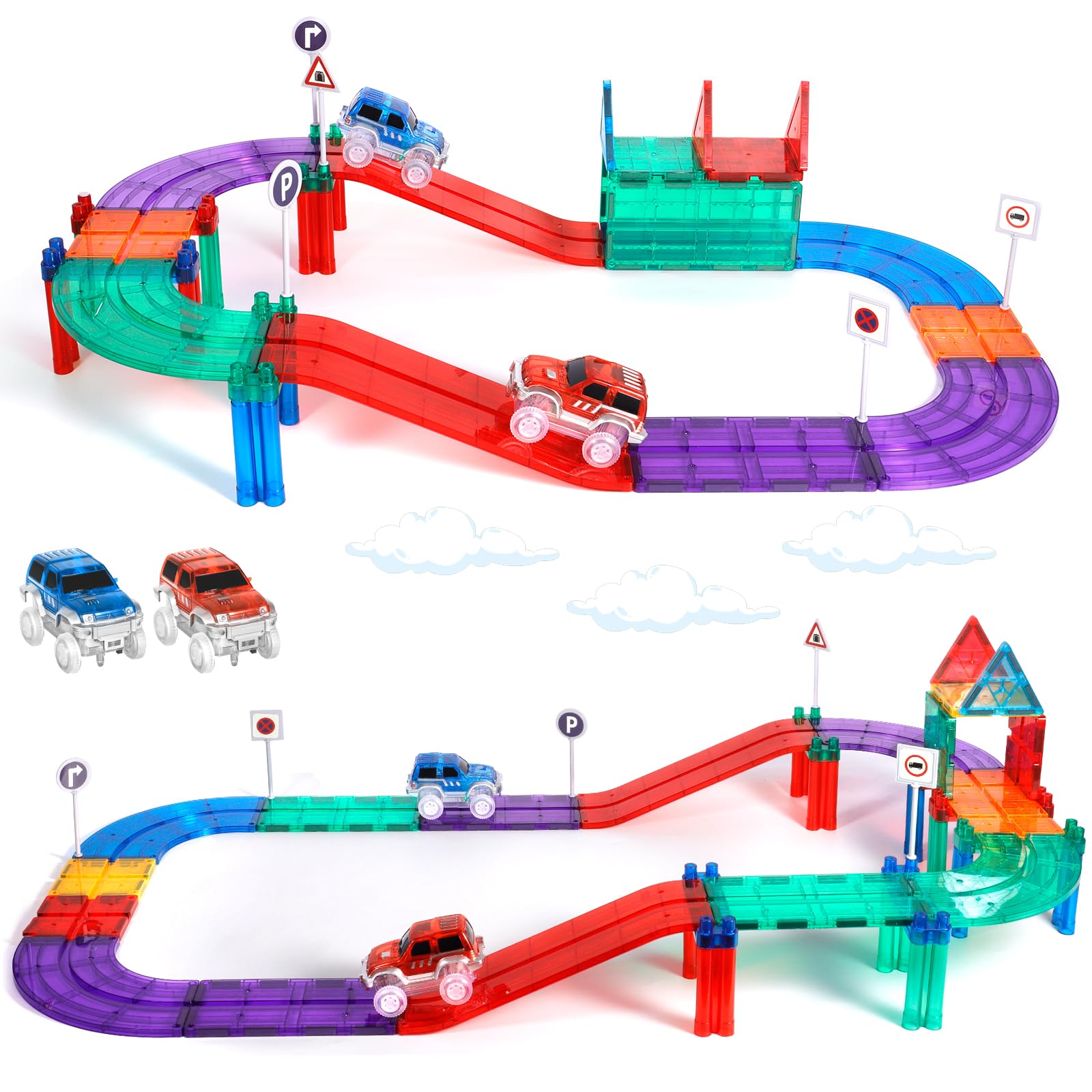 JUQG 74 Pcs Bloques de Construcción Magnéticos, Juego Construcción en 3D con Tuberías, Juguetes de Bloques de Construcción Educativos, Juguetes de Construcción para Niños para Niños Niñas 3+ (74Pcs) — view 11