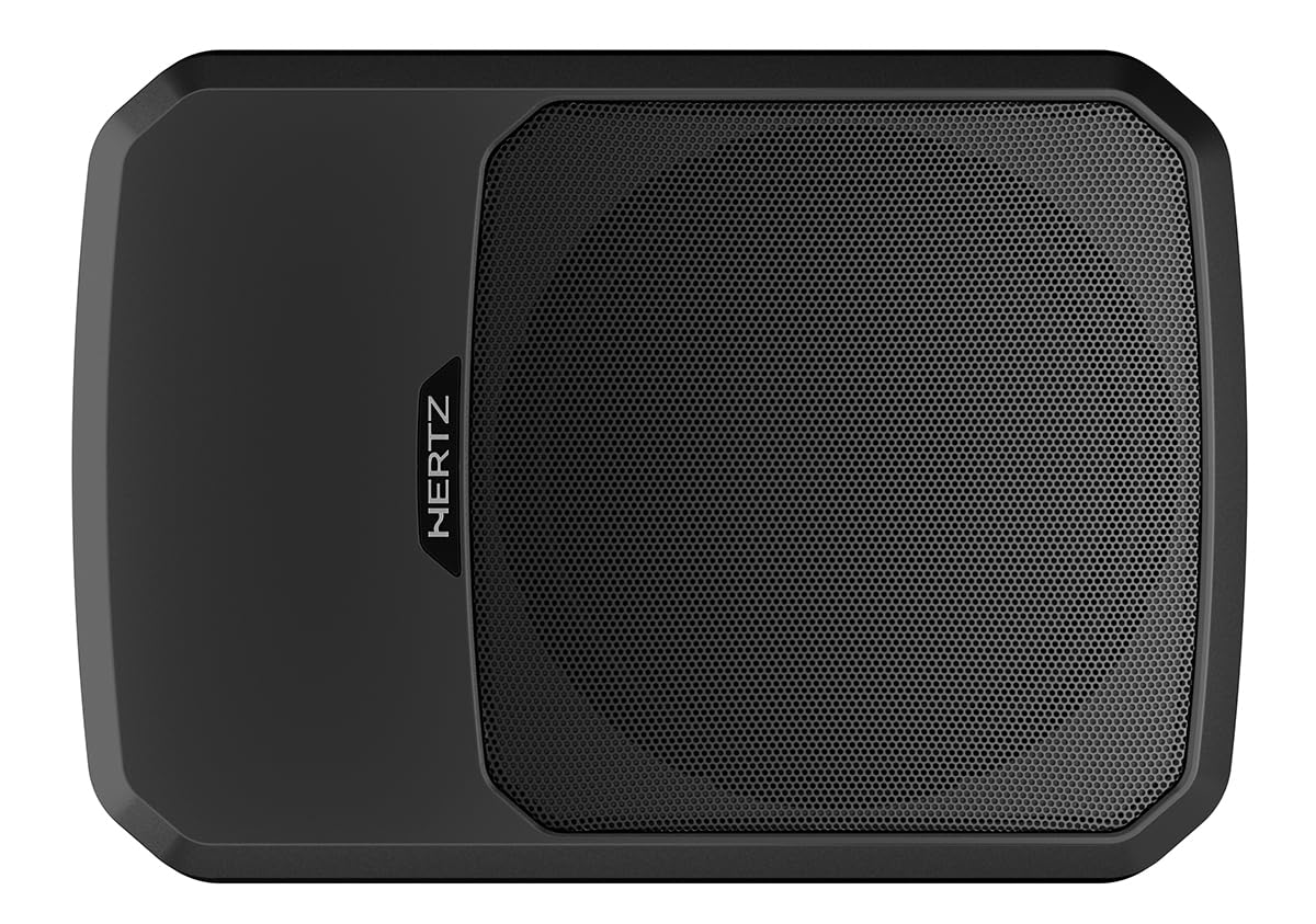 Hertz DBA 201 F Subwoofer Activo 200 mm, 220W RMS, 440W Pico, Amplificador Clase AB, Diseño Ultra Slim 79 mm, Control Remoto, Caja de Aluminio, Montaje Bajo Asiento