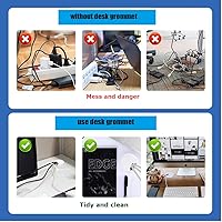 Vista 8 de TuTuYa 10 piezas de pasacables de escritorio, pasacables de escritorio de 1-3/8 pulgadas (35 mm) con sierra de agujero, ideal para cables de mesa