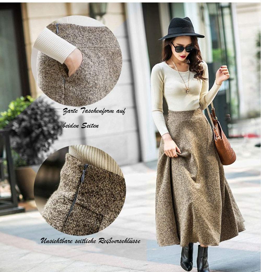 BININBOX Jupe Trapèze en Laine Femme Longue Ligne A Taille Haute Automne Hiver