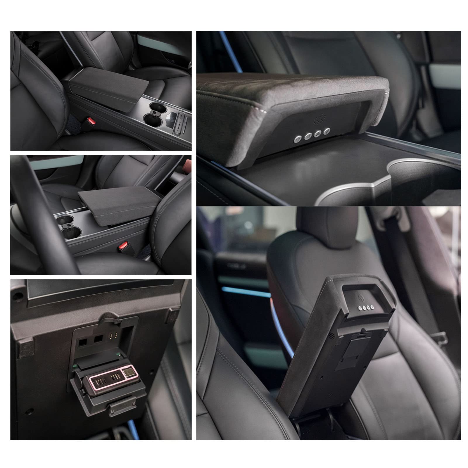 Système de Désodorisant de Voiture Puissant avec Purificateur D'ions Négatifs pour Modèle 3 Y, Contrôle personnalisé du Parfum, Matériau ABS et Cuir (Type de flocage)