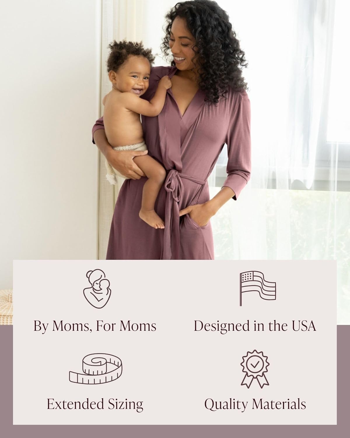 Kindred Bravely Emmaline Maternity & Nursing Robe Hospital Bag/Delivery Essential - Image 6