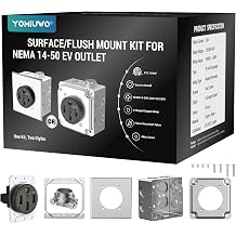 Nema 14-50 EV Outlet Surface/Flush Mount Kit 50 Amp EV Charging Receptacle Heavy Duty, U-Shaped Brass Clamp -Industrial Grade, 3-Pole 4-Wire Grounding, ETL Listed