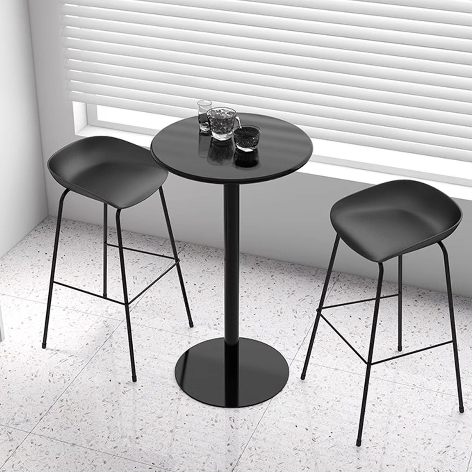 Tavolo da cocktail bar Tavolo alto da bistrot da pub - Ferro interamente in metallo | Tavolo da pranzo da cucina Tavolo da caffè | Tavolino laterale per patio interno ed esterno(Nero,70x70x104cm)