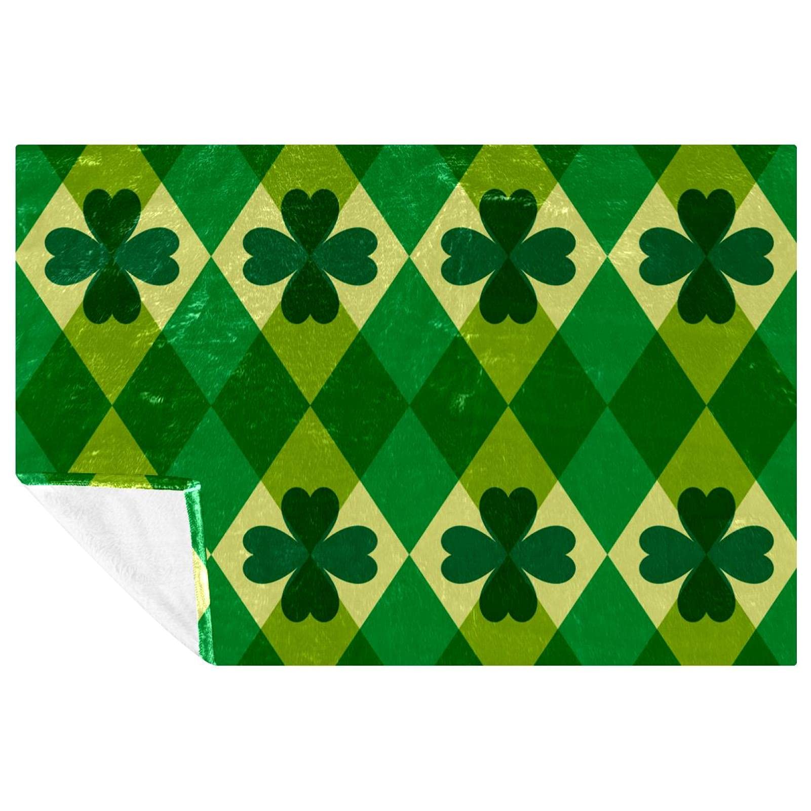 Couverture chaude de qualité supérieure motif trèfle vert foncé