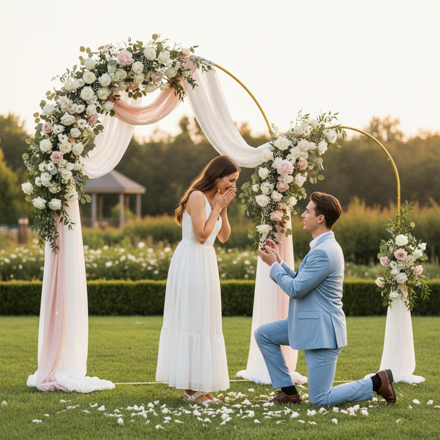 Acidea Lot de 2 supports pour arche de mariage, 2,2 m/1,8 m, cadre de fond avec clous de sol, sacs à eau pour fête d'anniversaire, fête prénatale, décoration de fête