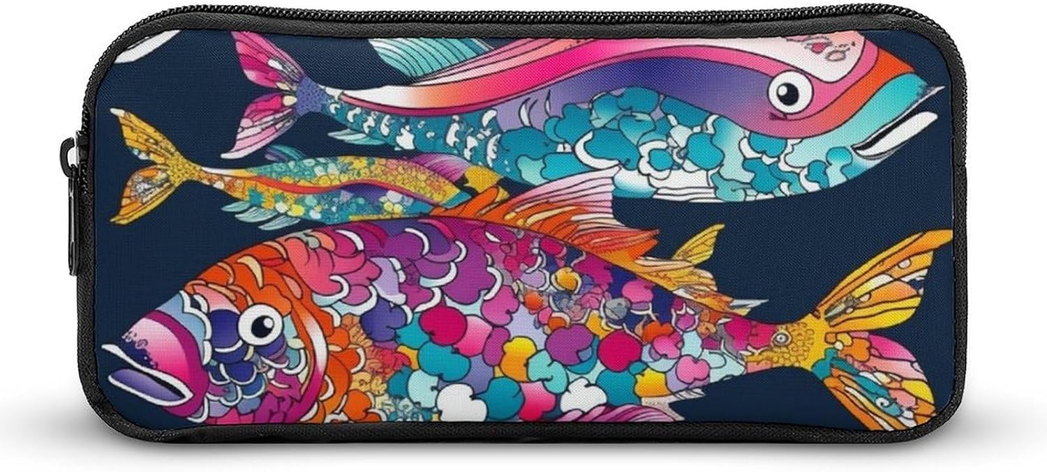 Colorful Fish Large Pencil Case, Makeup Storage Organizer
