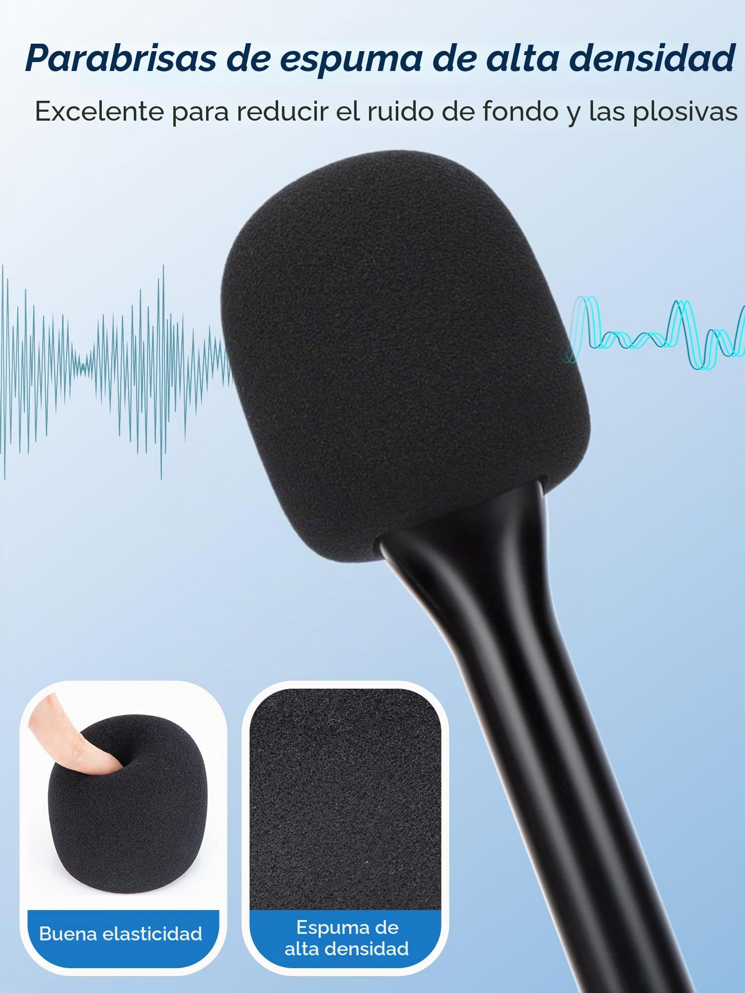 YOUSHARES Adaptador de Mano para dji Mic 3, dji Mic Mini/1/2, Hollyland Lark M2/A1, Rode Wireless GO 1/2/ME/PRO, Mango de Micrófono con Filtro Antipop, para Entrevistas, Transmisión en Vivo