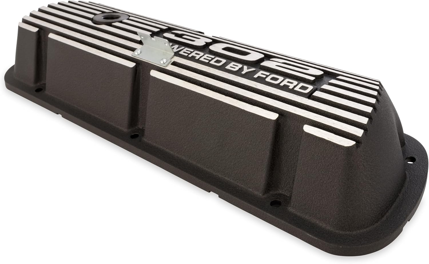Scott Drake Aluminum Valve Covers with Official 302" "Powered by Ford Lettering in a Silver Powder Coated Finish, Compatible with 1966-1977 Ford Bronco, Model 6A582-302