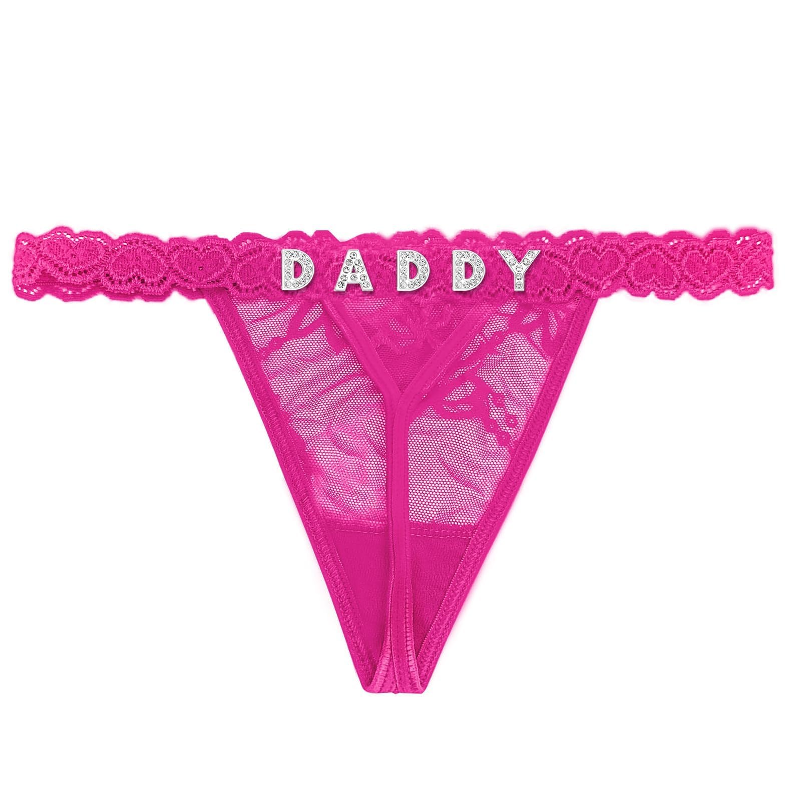 Eoribag Womens Personalized Thongs with Funny Rhinestone Letters Custom Name Underwear Panties for Couples