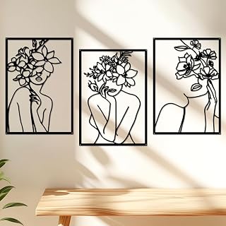 DETENE 3 Stück Wanddeko Metall Schwar Minimalistische Metall Wandkunst
