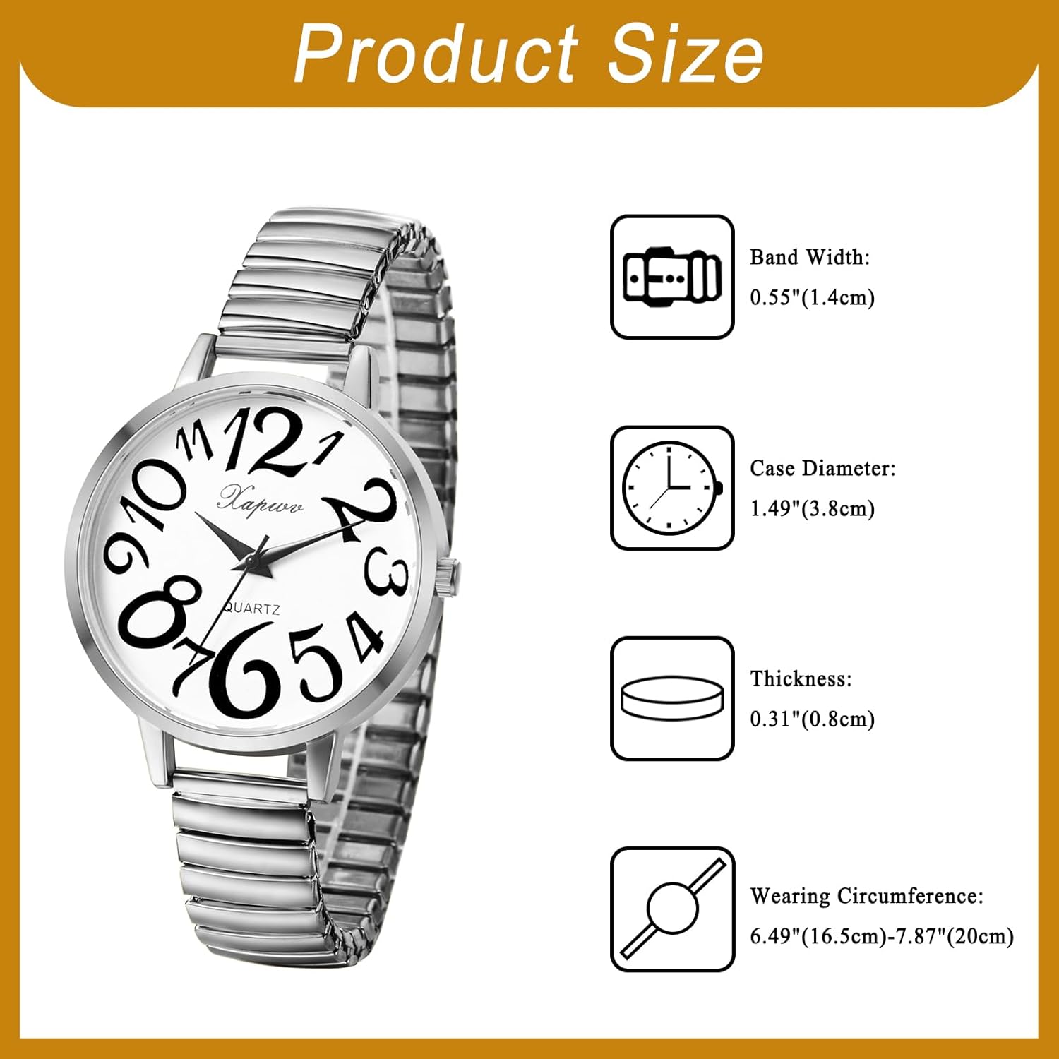 OIDEA Women's Elastic Strap Watch: Large Face Big Number Easy Reader Watch Analog Quartz Watch Waterproof Casual Business Dress Ladies Wristwatch - Image 3