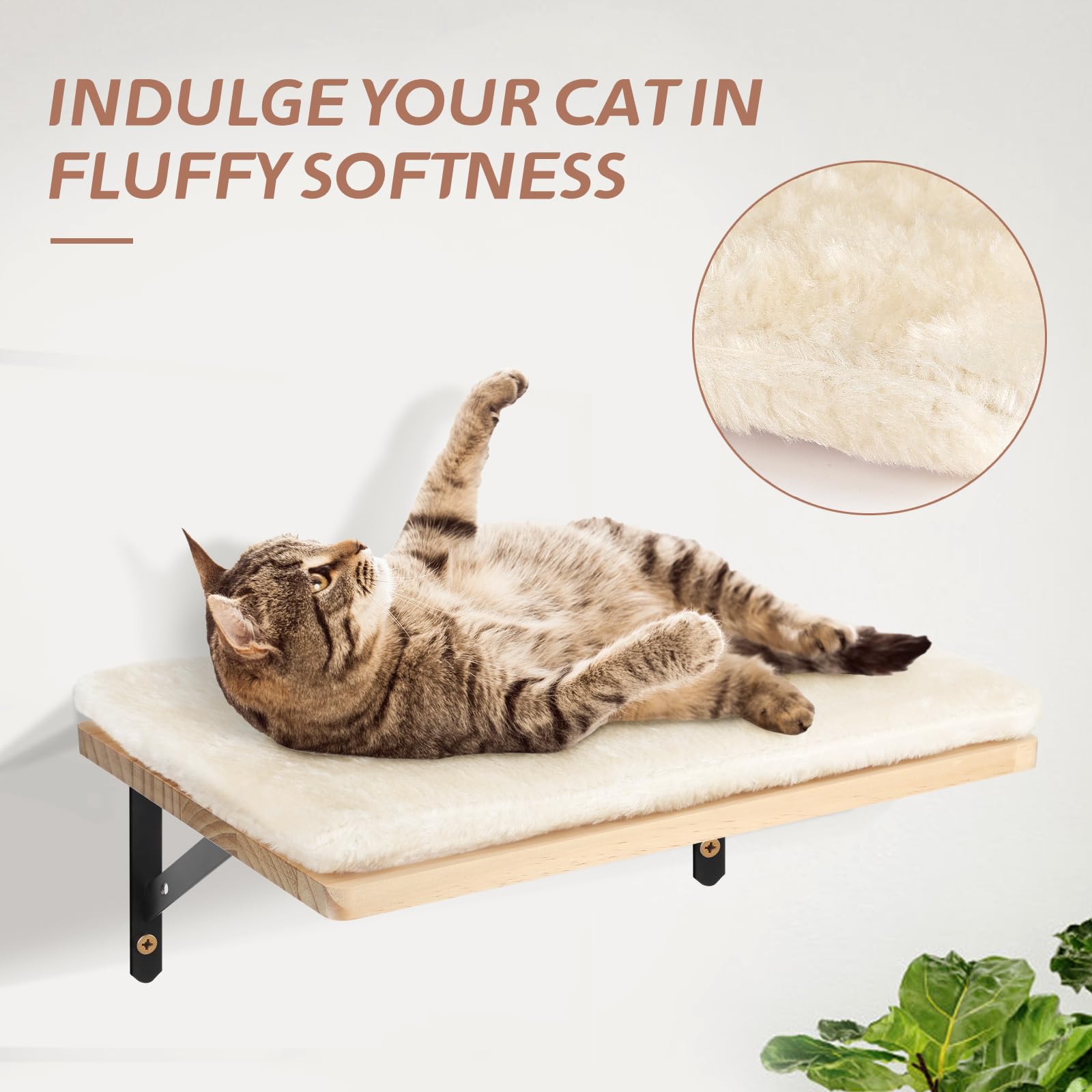 Katzen kletterwand Set mit Katzenbaum Hängematte,Katzentreppe Wand, Massivholz Katzenwandmöbel Set 5-Teiliges Katzen Wandelemente für Katze Catwalk