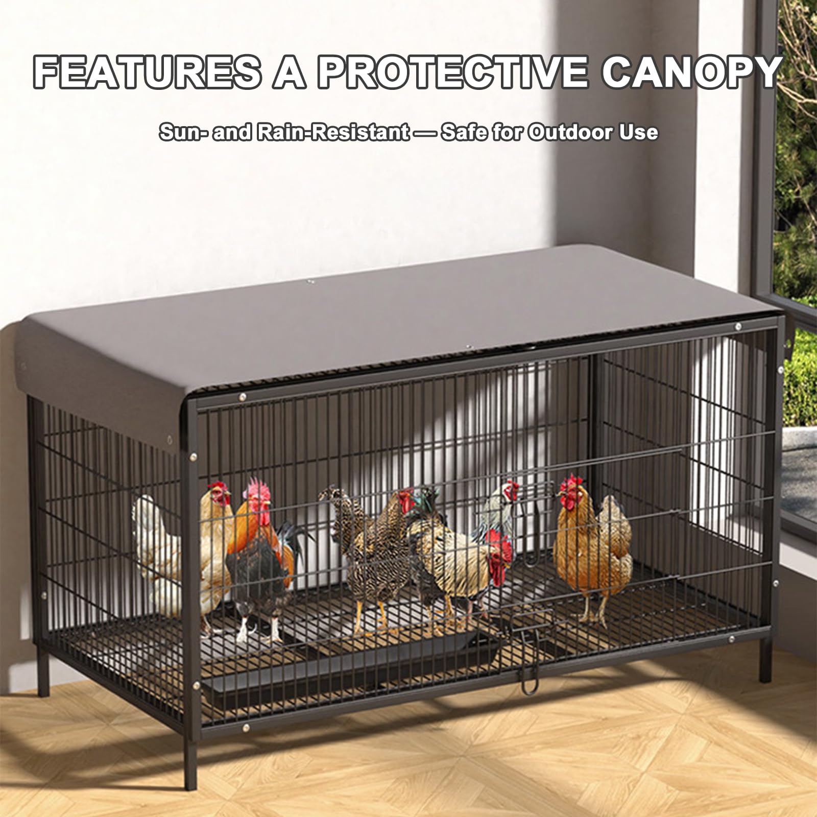 Gallinero Exterior De Metal para Jardín, con Puerta con Cerradura Y Techo Impermeable, con Capacidad para 6 A 15 Gallinas; Fácil Montaje. Jaula Exterior para Aves De Corral, Patos Y Black 140×60×65cm