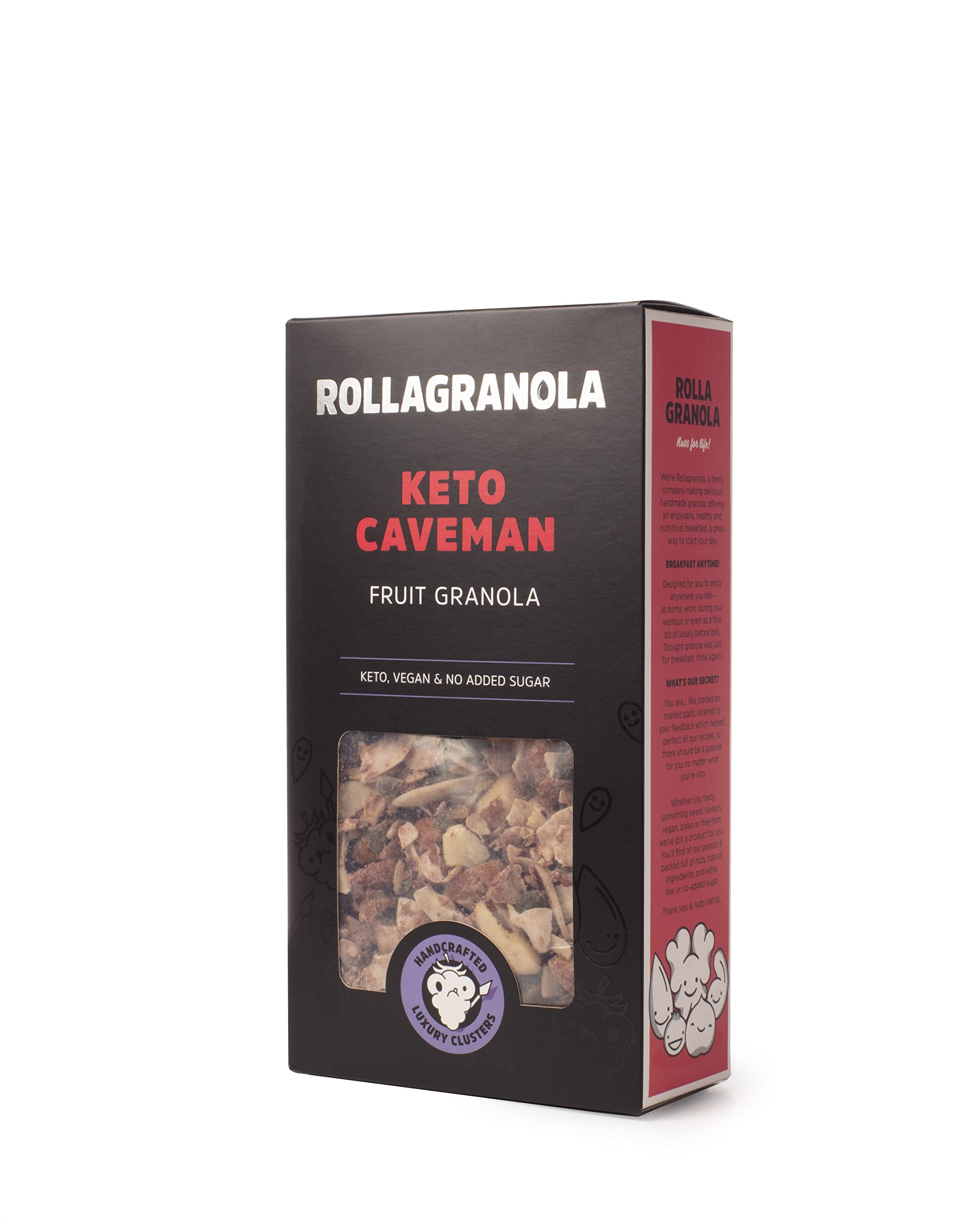 Rollagranola - Keto Caveman, Fruit Granola, 300g Box - Keto Granola, High Protein, Low Carb, Vegan, Gluten Free & Cereal Free With No Added Sugar. Handcrafted in The UK (300g)