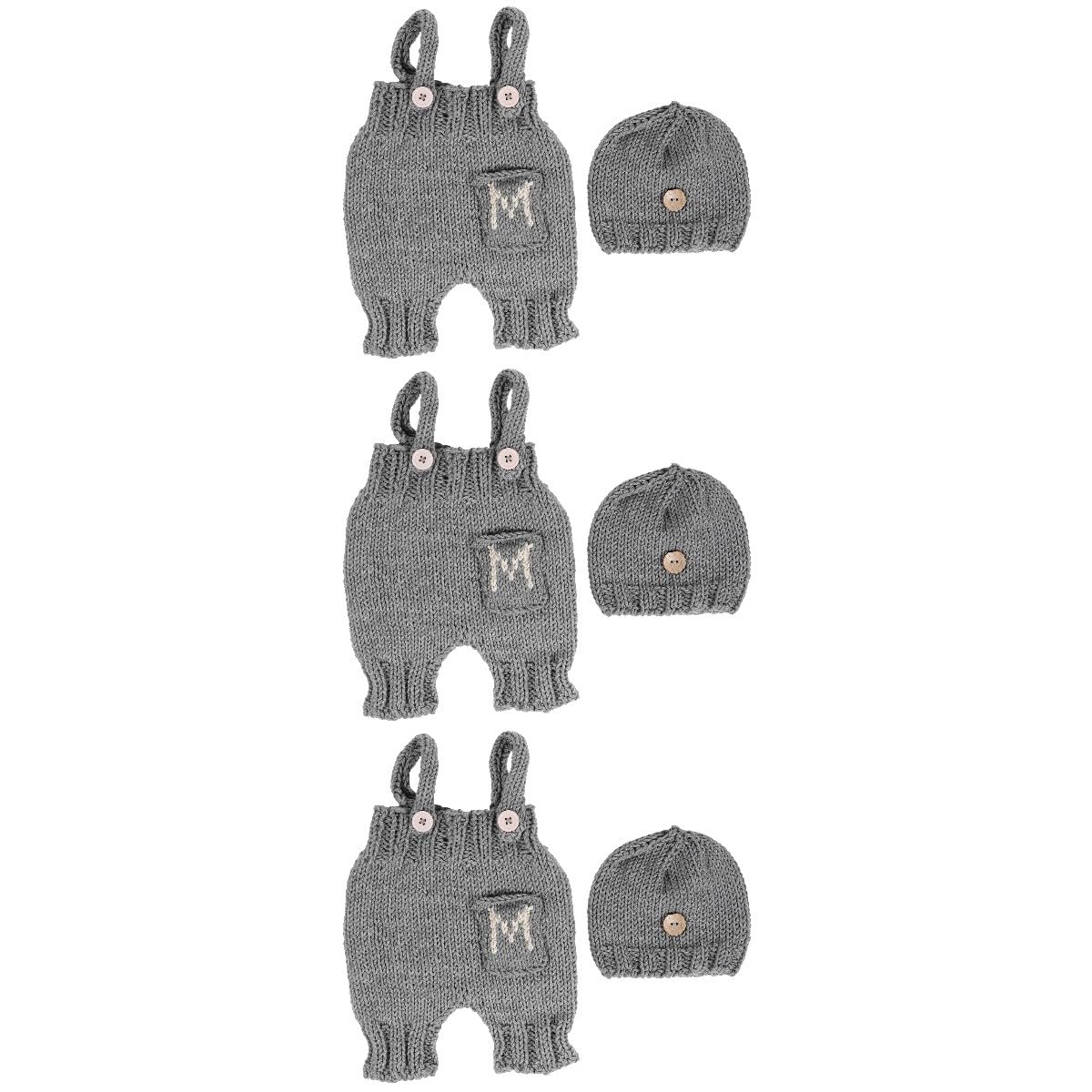 SHERCHPRY tirantes recién nacidos ropa de recién nacido traje de punto para fotos de bebé niño traje bebe gorro bebe disfraz de recien nacido traje de fotografía recién nacido Grey