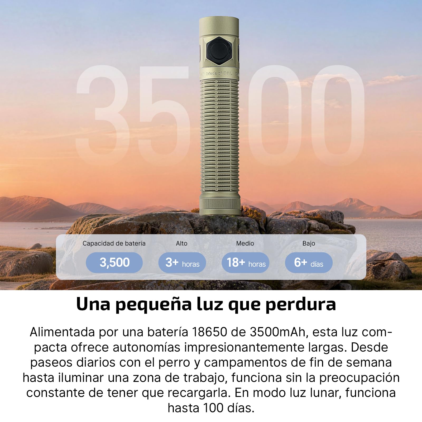 OLIGHT Baton Ultra Linterna Recargable EDC, 1800 Lúmenes, Alcance 300m, LED EIP 1, Superaleación OAL, Impermeable IPX8, Doble Interruptor - Para Exploración Exterior/Trabajo/Emergencias (Verde Oliva)