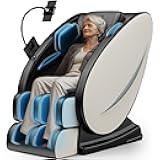 BILITOK Zero Gravity Full Body Massage Chair Recliner with Heat Therapy, Bluetooth Speaker, Air Compression Massage, Foot Roller, Touch Screen, Space-Saving Design, Faux Leather (White)