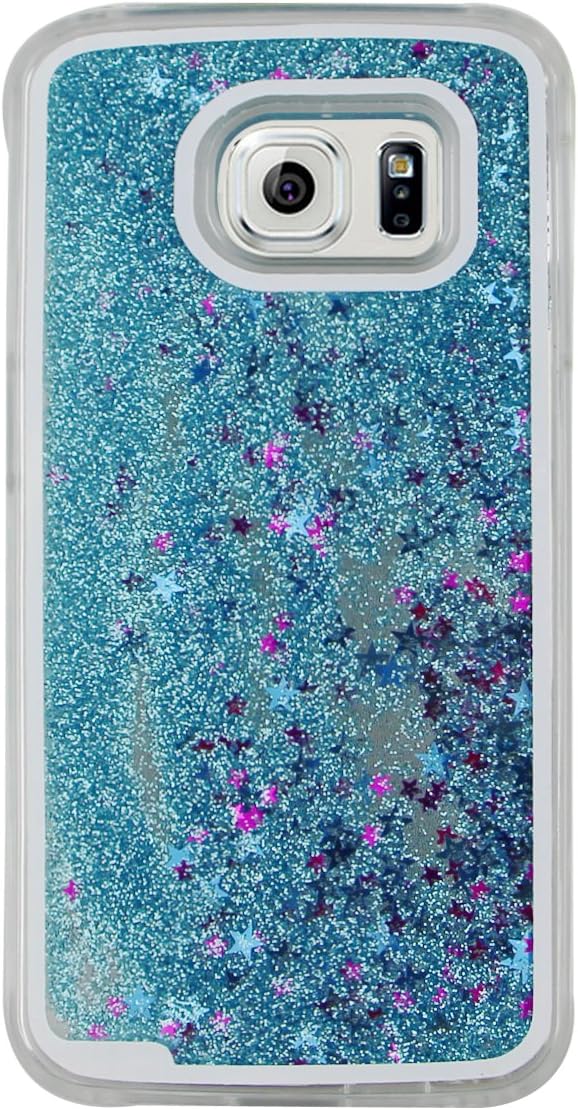 Samsung Galaxy S6 Case,LEECO Samsung Galaxy S6 Case Glitter Flowing Liquid Floating Moving Hard Protective Case Cover for Samsung Galaxy S6 Star-Sky blue