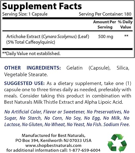Extracto de alcachofa 10000 mg y curcumina de cúrcuma 1500 mg/porción con bioperina