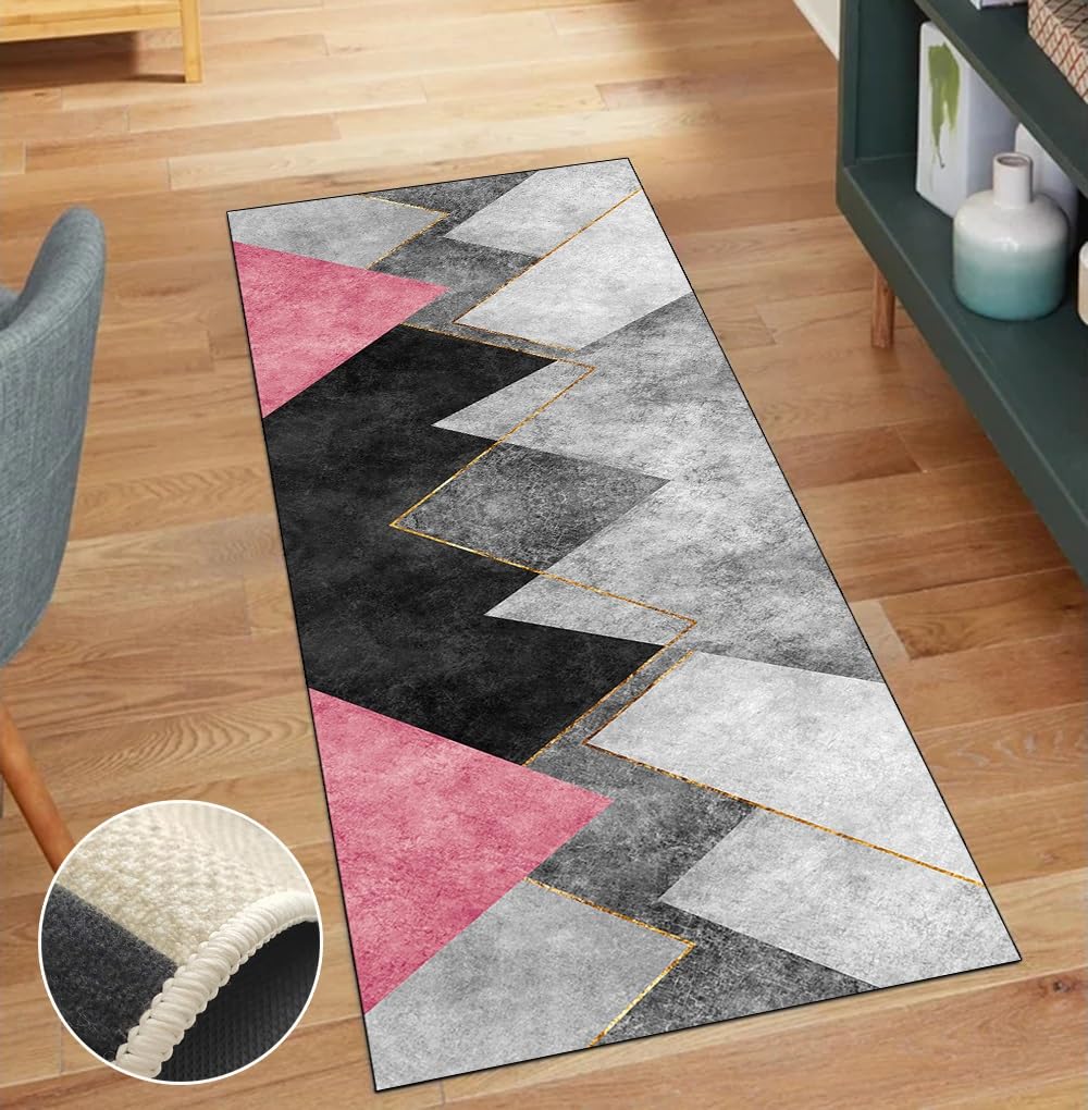 Alfombra para pasillo o cocina de color rosa ideal para dar calidez a la decoración del hogar