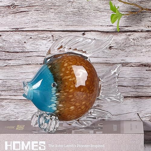 Miniatura 6 de QIANLING Figuras de peces de cristal, decoración costera del hogar, centros de mesa modernos del océano para sala de estar, comedor, baño, oficina,