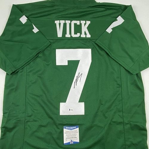 Miniatura 2 de Camiseta de fútbol americano verde Kelly de Philadelphia Michael Mike Vick con autógrafofirmada Beckett BAS COA