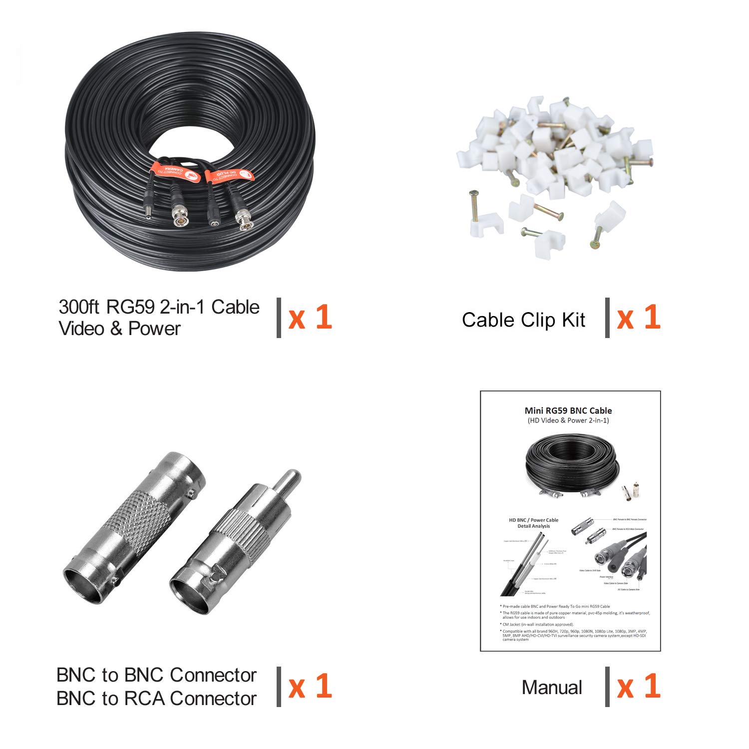 Review Product Tonton 300Ft 4K 8MP 5MP 2MP 100 Meters Pre-Made All-in-One BNC Cables,Mini RG59 Cable,Extension Wire Cord for Security Camera System,Surveillance DVR Kit,CCTV Bullet Cameras or Dome Analog Cameras One-Day Sale: Up to 70% Off Tonton 300Ft 4K 8MP 5MP 2MP 100 Meters Pre-Made All-in-One BNC Cables,Mini RG59 Cable,Extension Wire Cord for Security Camera System,Surveillance DVR Kit,CCTV Bullet Cameras or Dome Analog Cameras