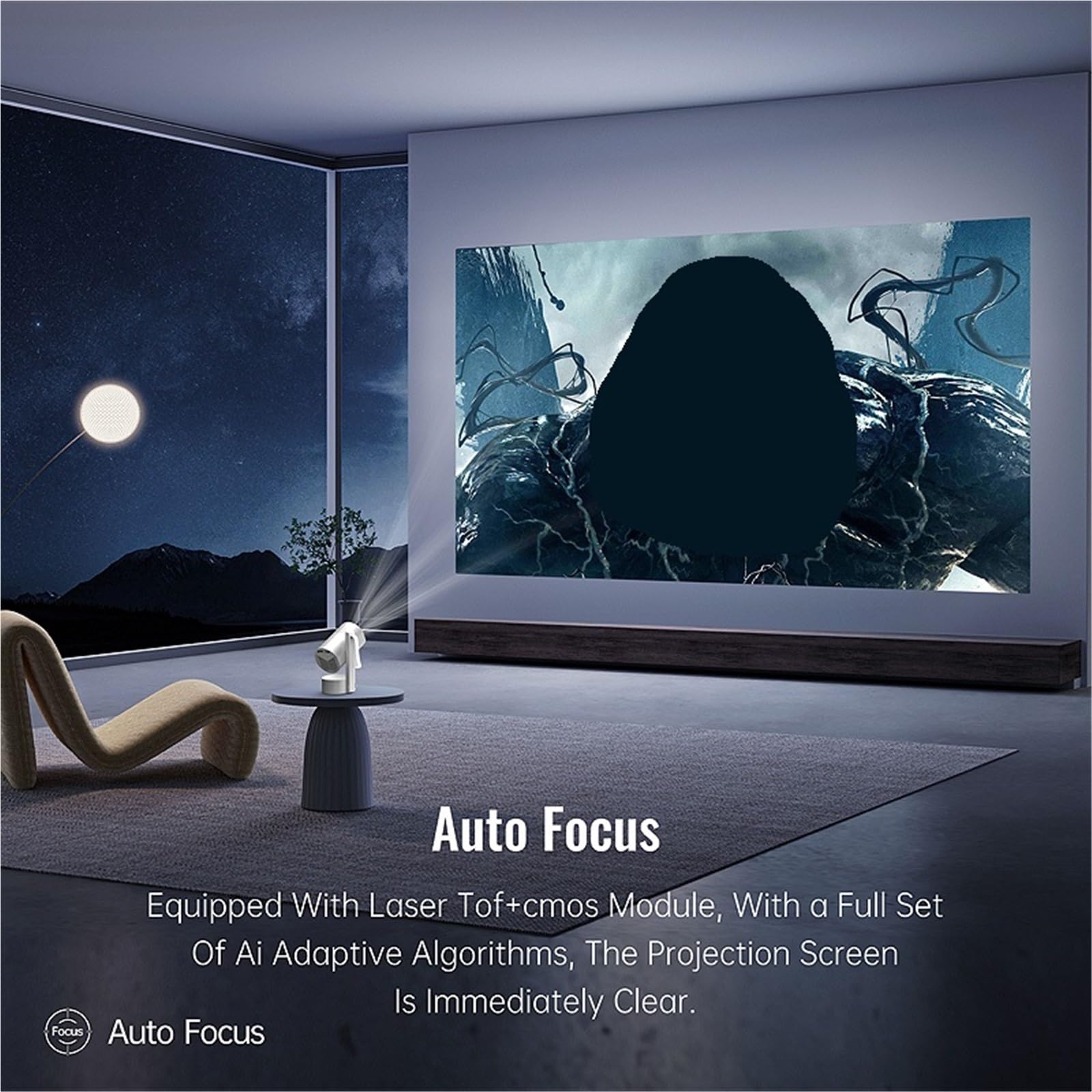 Przenośny Projektor, Inteligentny Projektor LED Full HD 1080P Do Kina Domowego Z Funkcją Automatycznego