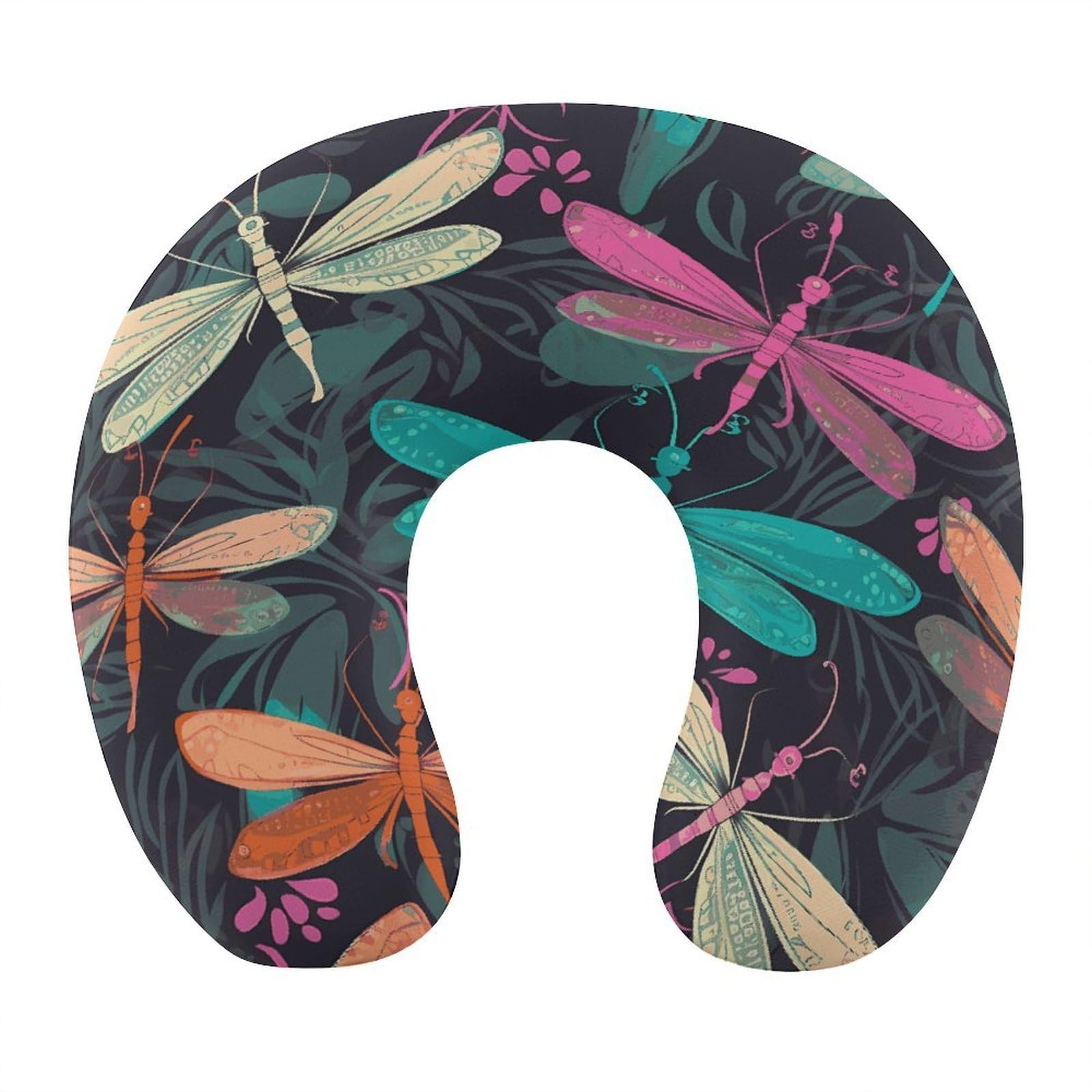 Btcowzrv Style Cute Dragonfly U Shaped Neck Pillow Travel Pillows