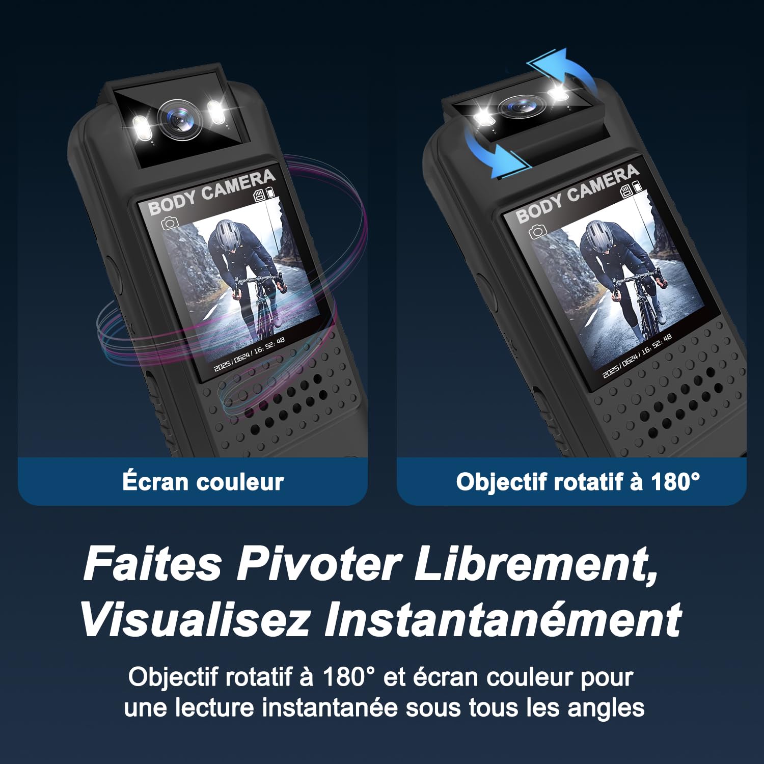 Bodycam, 1080P Full HD Action Cam con Scheda TF 64GB, Bodycam Polizia Professionale, Clip Magnetica e Supporto Bici, Archiviazione Loop, lunga durata della batteria, Telecamera Moto per Sport/Viaggi