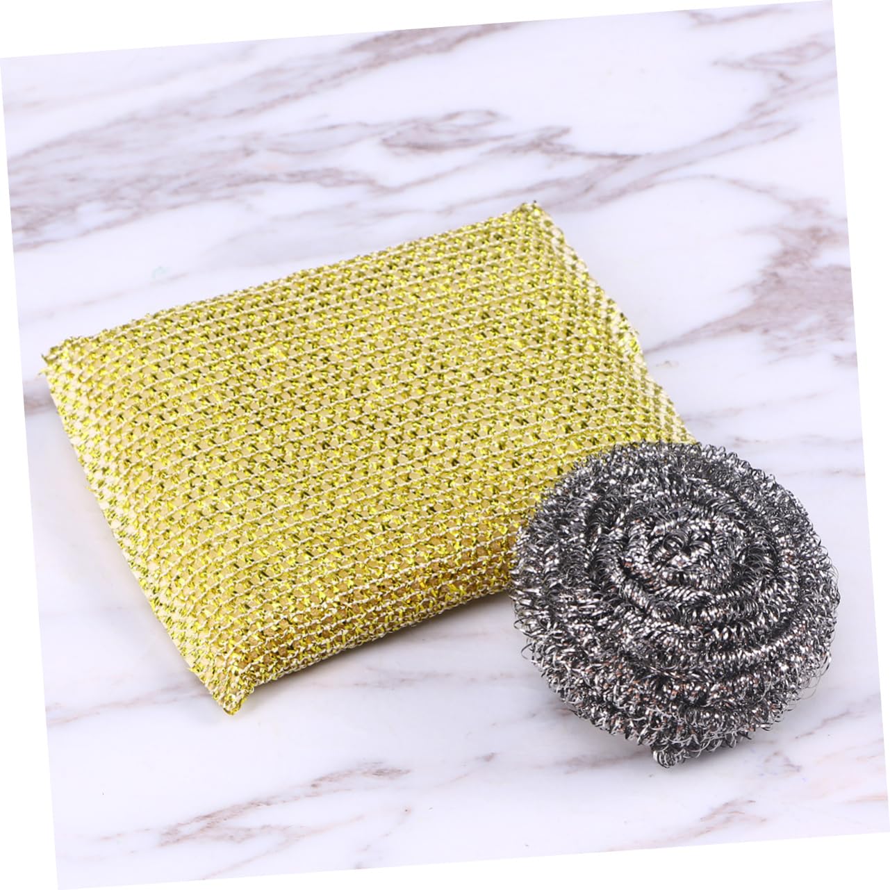 Didiseaon Kitchen Cleaning Essential 2 Pack Dish Washing Sponge Scrub 2 Steel Scouring Pads Non-Scratch Random