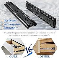 Vista 6 de YENUO - Deslizadores de cajón de extensión completa de montaje lateral de 10 12 14 16 18 20 22 24 pulgadas con rodamiento de bolas, rieles de cajón