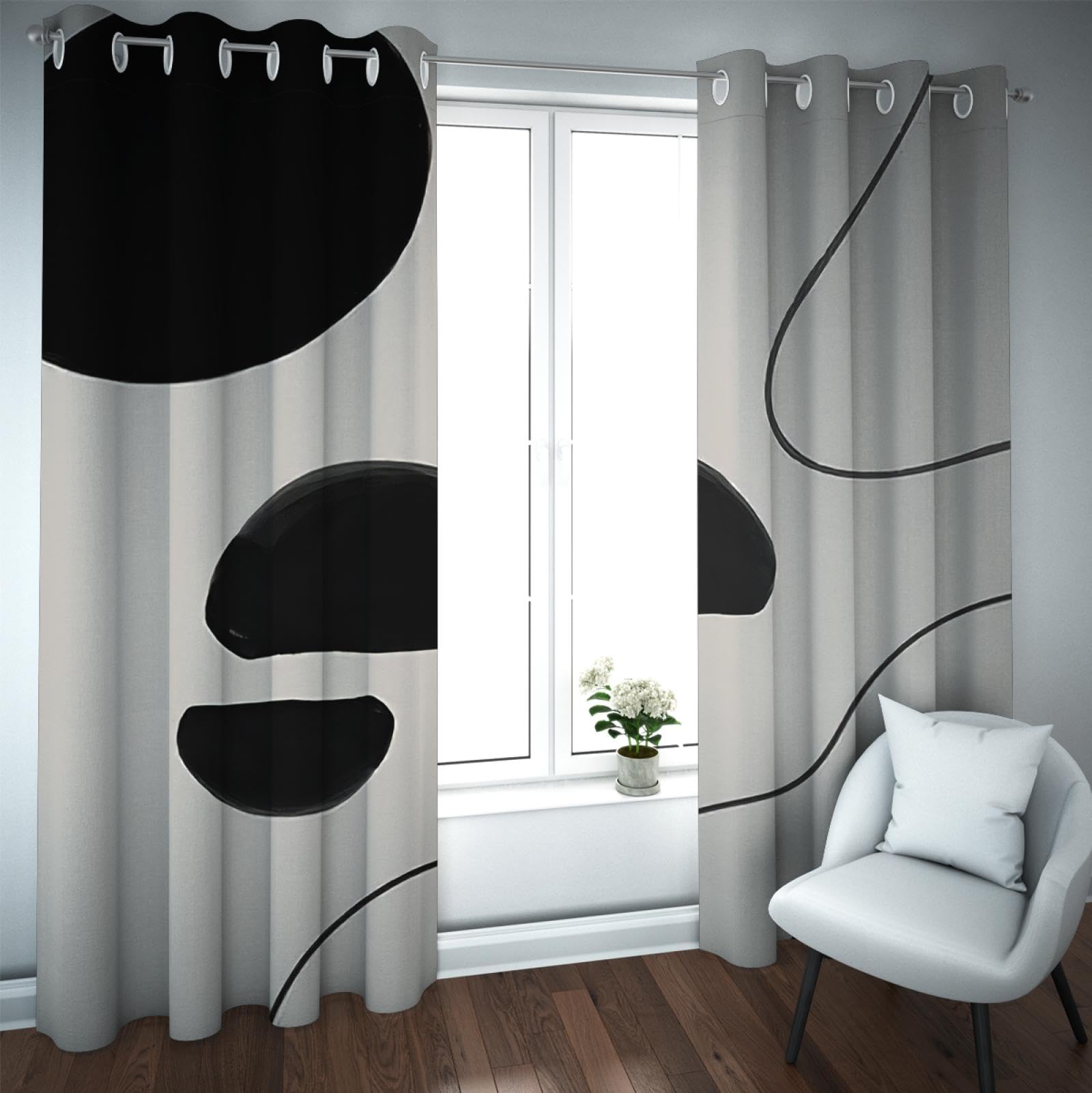 Black And White Thermal Curtains Winston Porter Pendar Camellia Floral