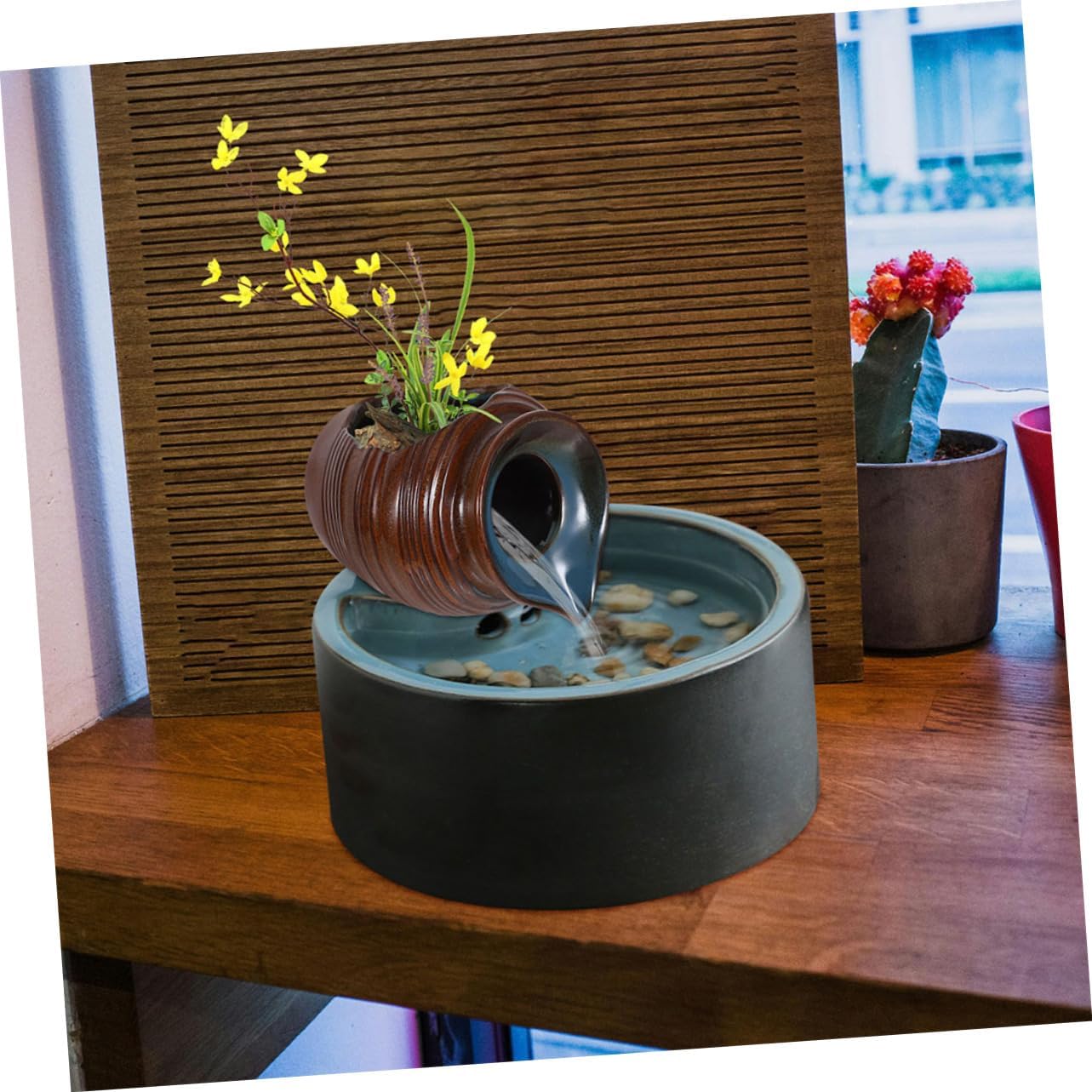 Vaguelly Water Fountain Jar for Outdoor Use Pot Fountain Decoration for Courtyard Garden Balcony Design for Relaxing Water Plant Enhancement