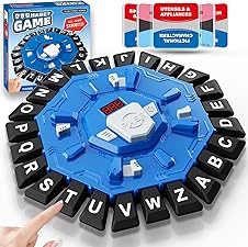 Word Game Family Board Games for Kids & Adults with 2 Modes,220 Topic Categories 24 Letters Pressing Games,Fun Fast-Paced Learning Game,35 Cards,LCD Display Timer,Christmas & Birthday Gifts,Blue