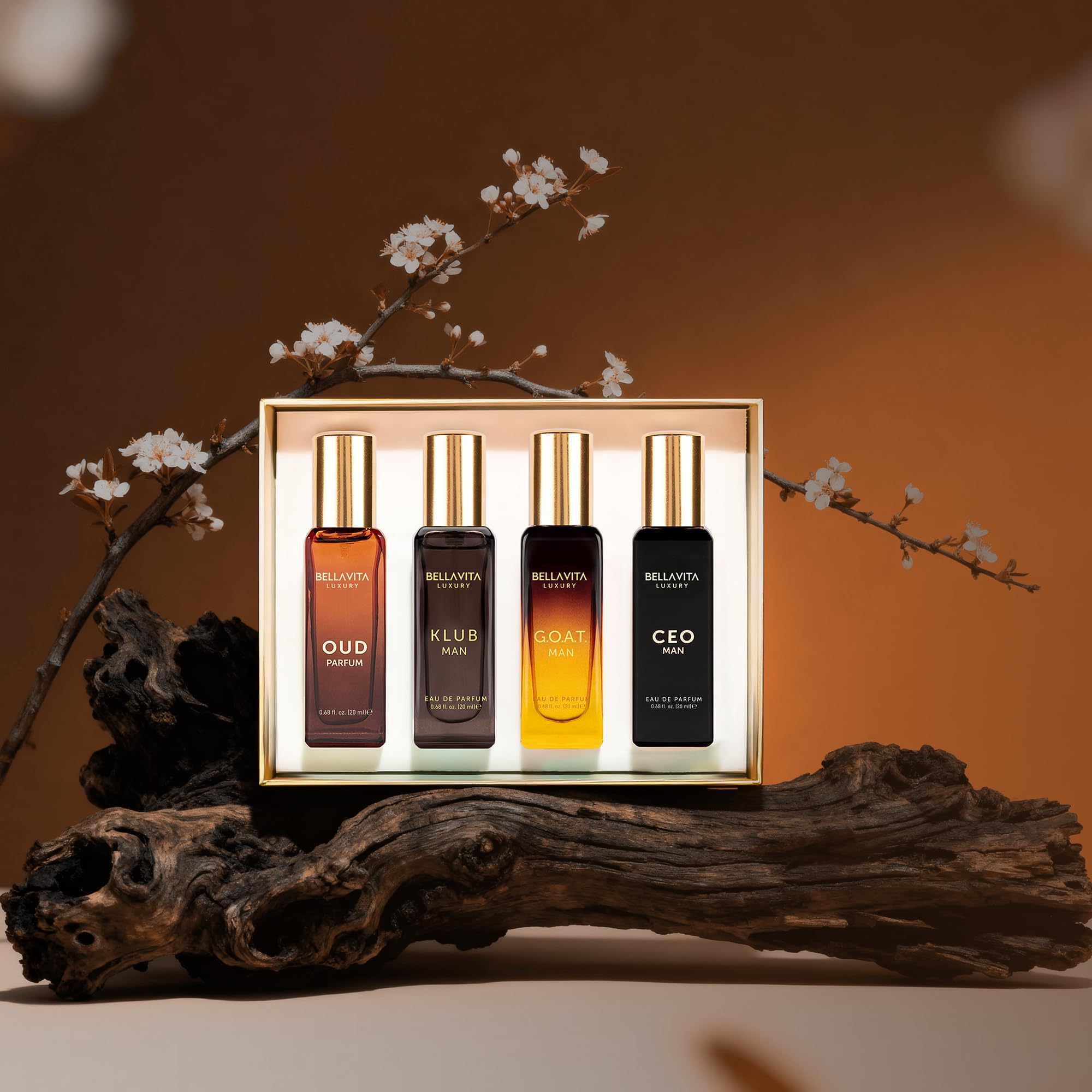 Coffret cadeau de parfum Bella Vita Luxury pour homme 4x20 ML avec Dominus, Oud, CEO, Impact Parfum | Parfum EDP & EDC à long durée aux notes boisées et citronnées