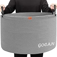 Vista 16 de Cesta de Lavandería Extra Grande 22" X 22" X 14" XXXL Cesta Tejida de Cuerda de Algodón para Mantas Cesta de Almacenamiento con Asas para Sala