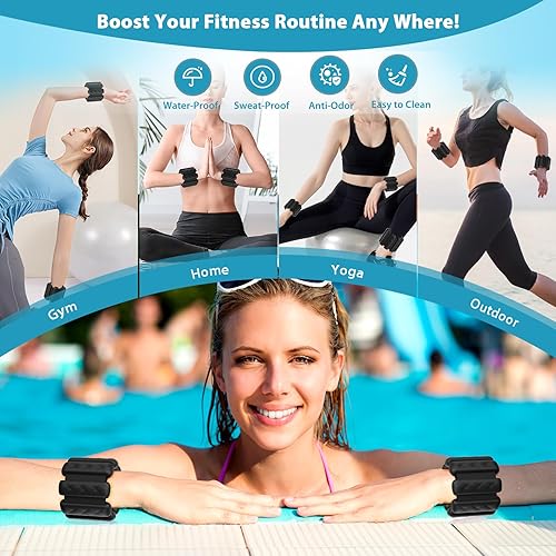 Miniatura 2 de Pesas de muñeca y tobillo para mujeres y hombres  Brazaletes con peso de Pilates ajustables, bandas de brazo con peso de 2 libras para caminar,