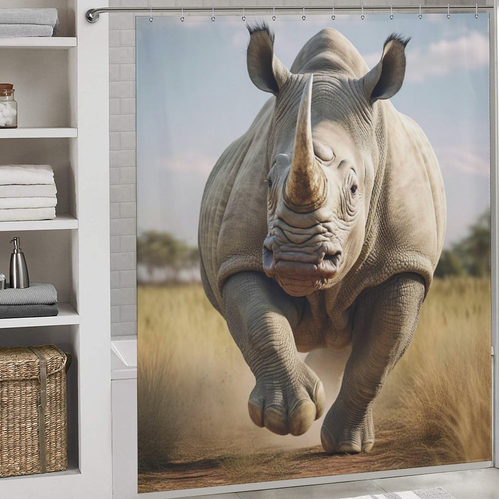 Rideau de douche rhinocéros pour une salle de bain familiale propre
