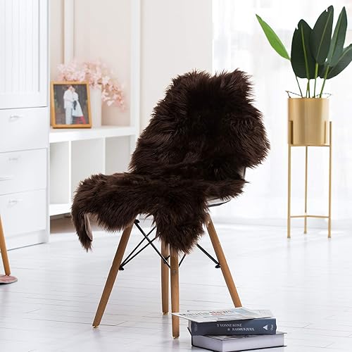 Miniatura 42 de HYSEAS Alfombra de piel de oveja sintética color negro, 2 x 3 pies, paquete de 2, mullida y esponjosa para suelo interior, sofá, silla, dormitorio