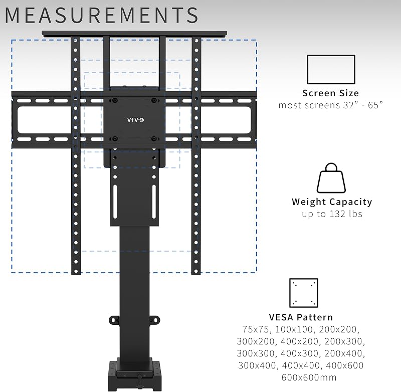 VIVO Black Motorized TV Stand for 32-65 in Screens, MOUNT-E-UP65A image 3