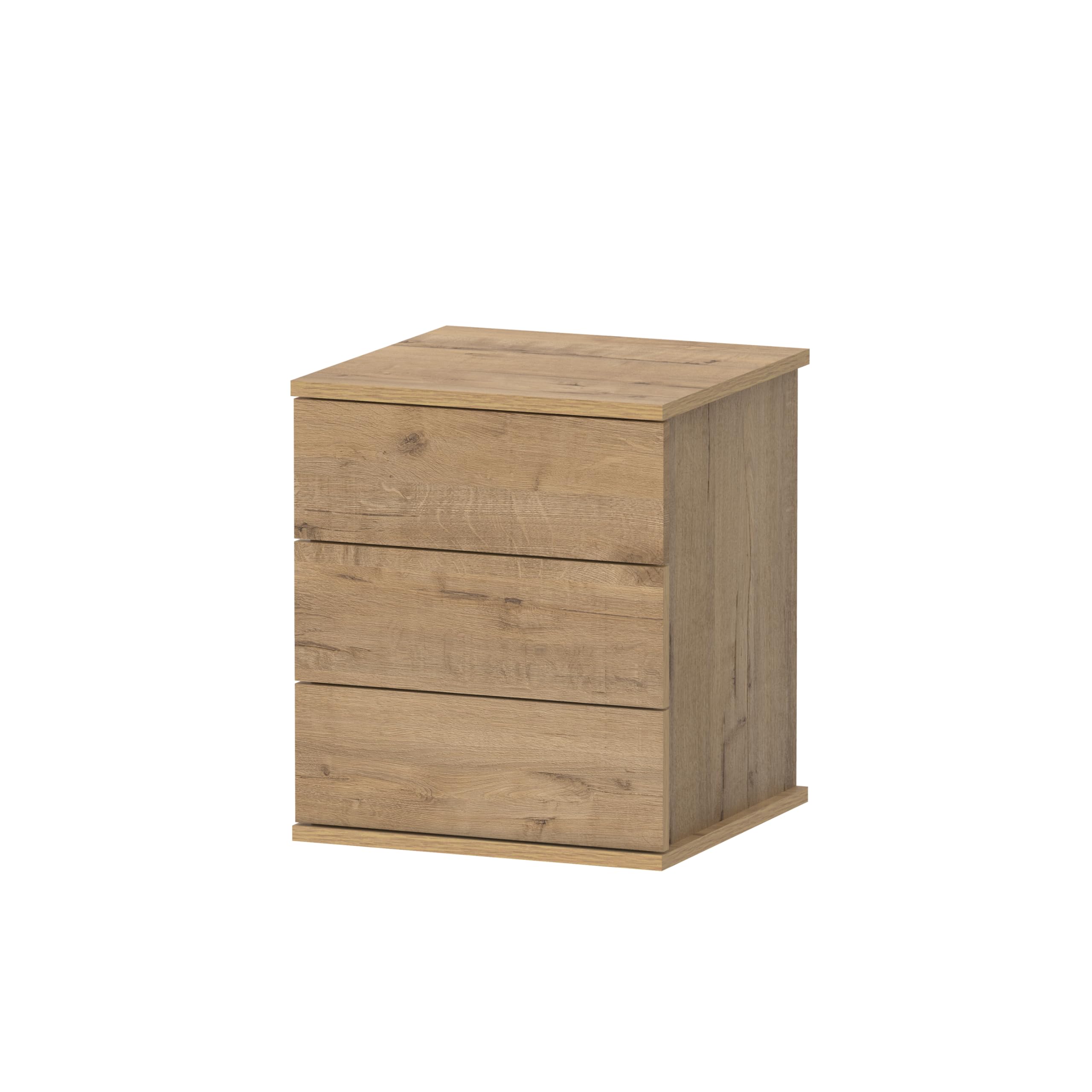 Muebles Pitarch | Comodino 3 Cassetti con Guide Metalliche, Rovere Gold, 48,5x41x40 cm (altezza x larghezza x profondità), Piccola Cassettiera, Moderna, Modello Dana